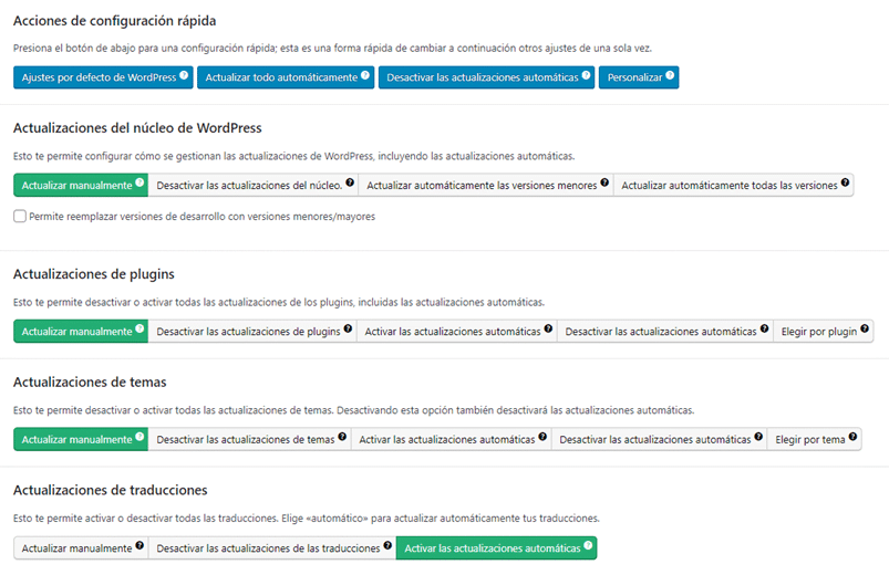 configuración del plugin de WordPress 