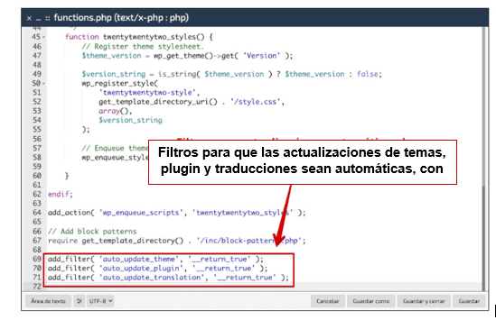 desactivar actualizaciones de WordPress con functions.php