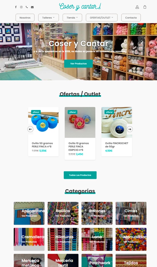 Diseño Tienda Online Coser y Cantar